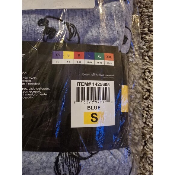 Disney Women's 2 Piece Cozy Pajama Set Mickey Mouse Blue Long Sleeves Size Small - Picture 3 of 4